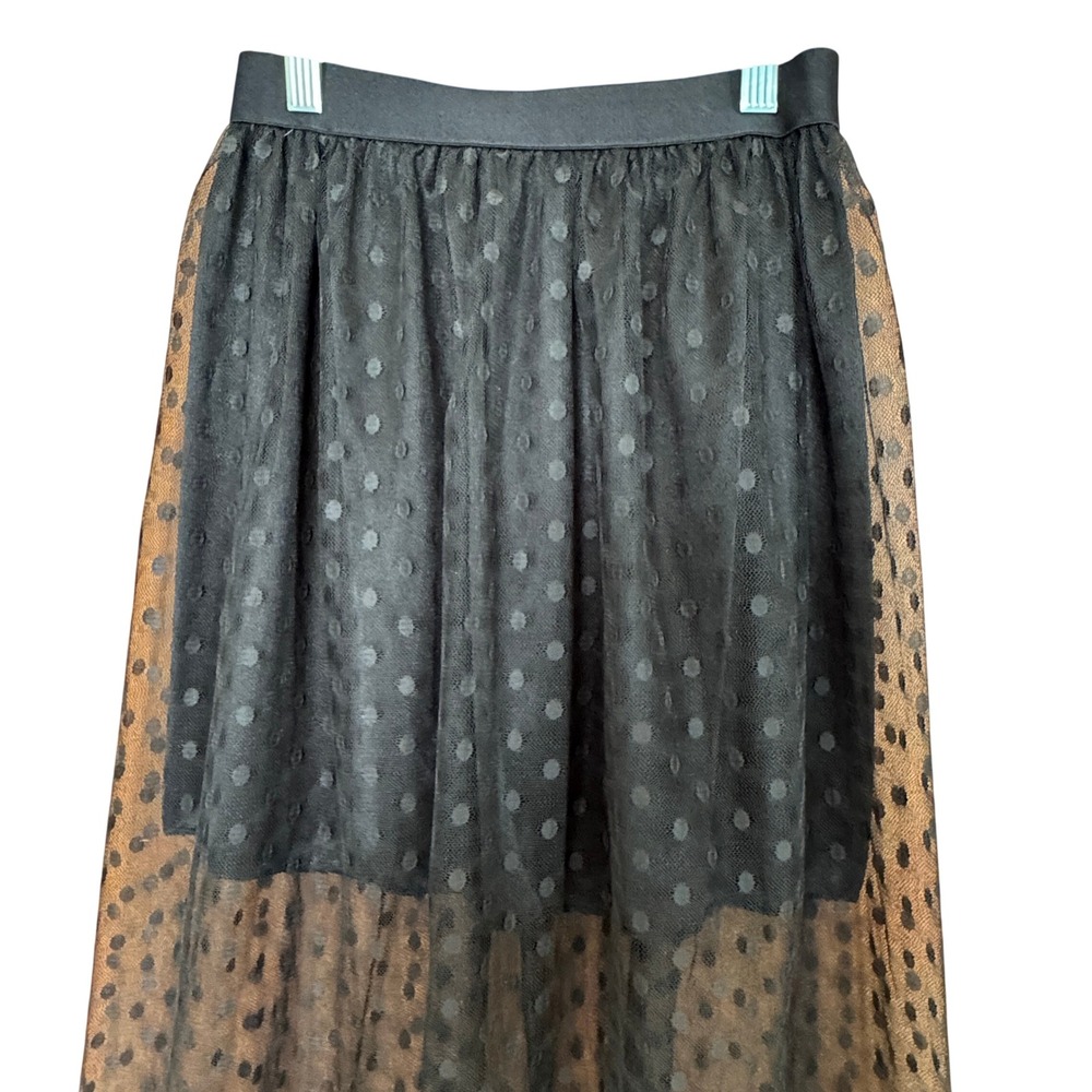 ASTR Sheer Mesh Polka Dot Tulle Maxi Skirt Small Layered Whimsigoth Dark Fairy - Picture 2 of 10